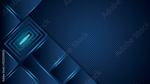Abstract geometric design in blue tones showcasing futuristic shapes and light effects