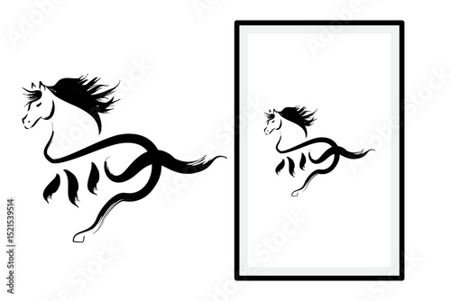 Chinese character 馬 (Mǎ) meaning horse. Oriental ornament Illustration vector design. EPS 10