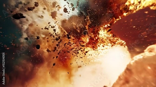 Meteorite plunges through the vastness of space against a backdrop of distant stars and cosmic colors
