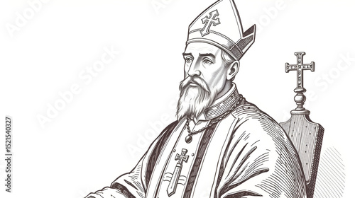 Archbishop William Sancroft vintage illustration.