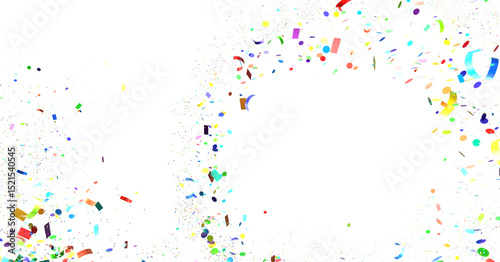 Tableau sur toile Colorful assorted confetti with serpentine on white