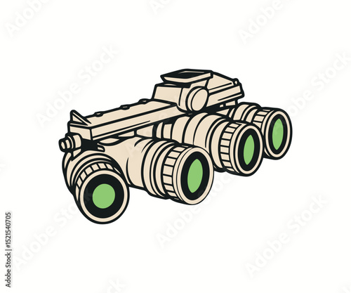 Panoramic Night Vision Goggles Vector Illustration – GPNVG-18 Military Equipment