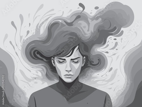a Person with Depression Symbolized by Dark Smoke