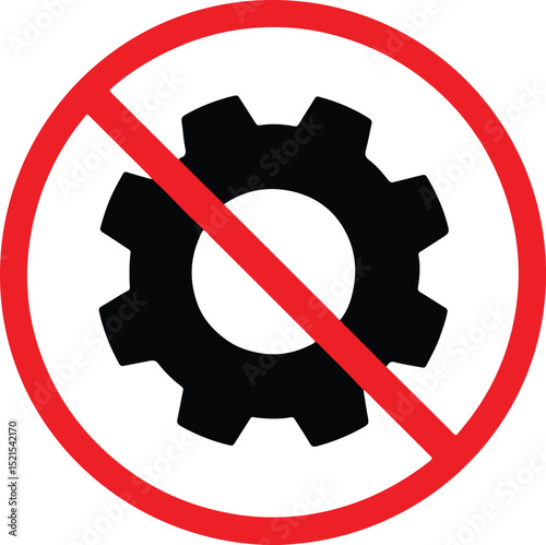 No Service Sign: Broken Gear Icon for System Malfunction or Downtime.


