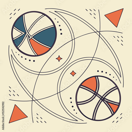 Abstract vector face design with circular and symbolic elements