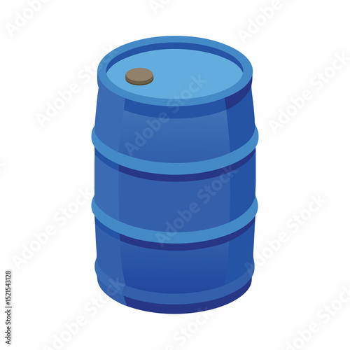 Barrel of blue color isolated on white background, oil drum