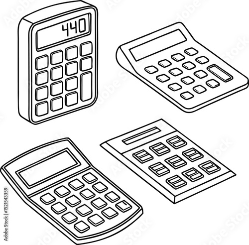 calculator on white background, A set of versatile calculator icons perfect for financial apps, branding websites, or educational materials design projects These scalable graphics are easily customize
