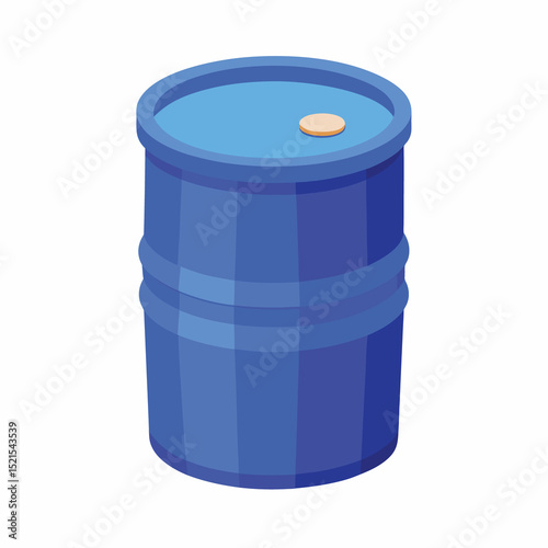 Barrel of blue color isolated on white background, oil drum