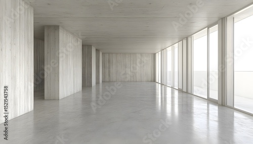 Wallpaper Mural Empty, modern, concrete interior space with large windows. Torontodigital.ca