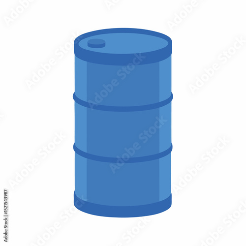 Barrel of blue color isolated on white background, oil drum
