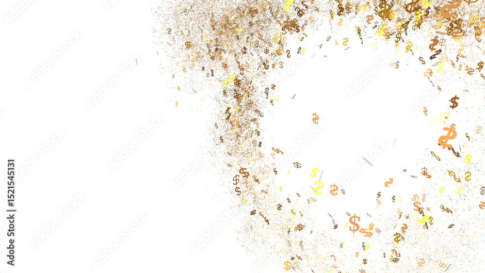 Obraz premium Abstract image of golden dollar signs on white. Perfect for finance, business, or wealth concepts.