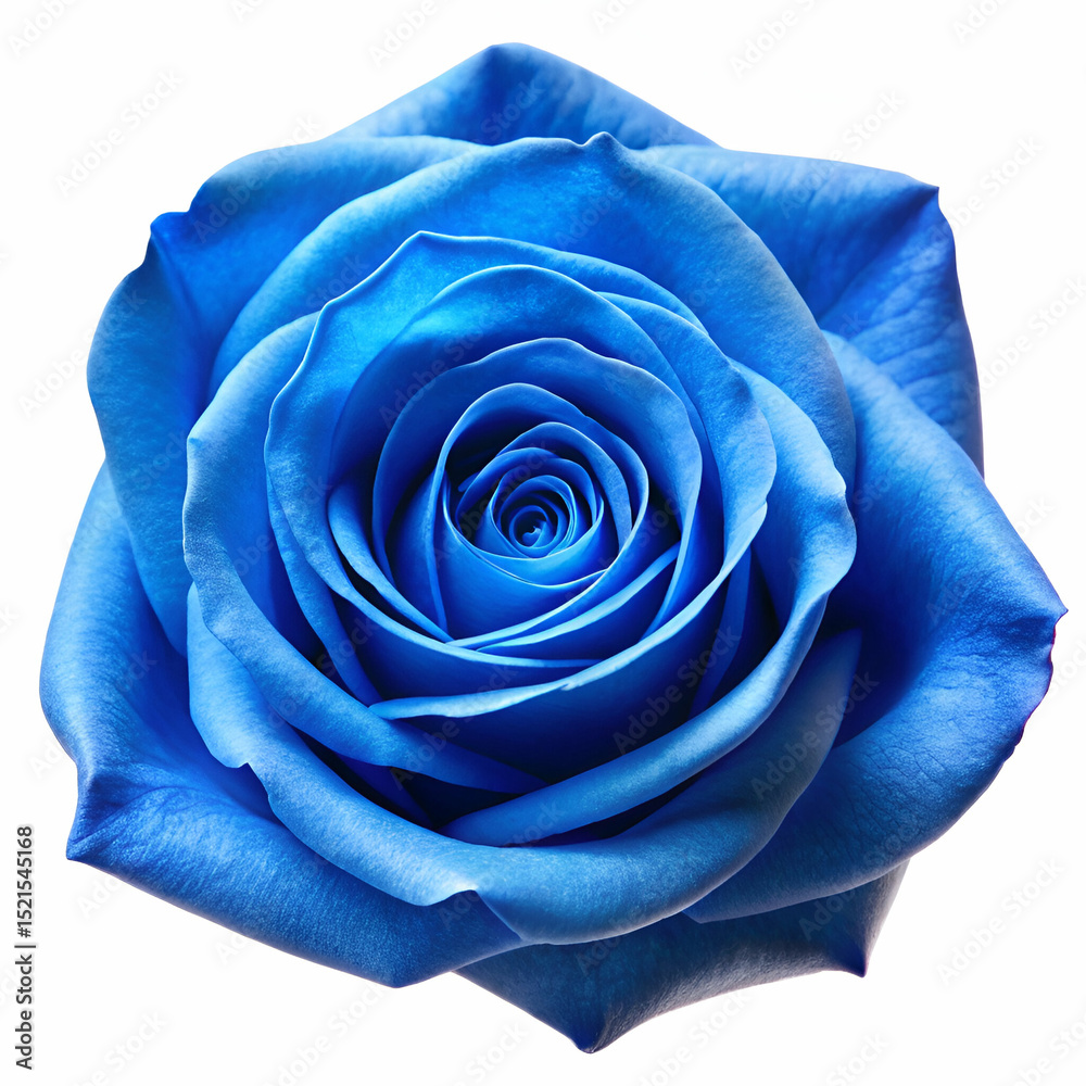 Obraz premium Stunning close-up of a vibrant blue rose isolated on a clean white background