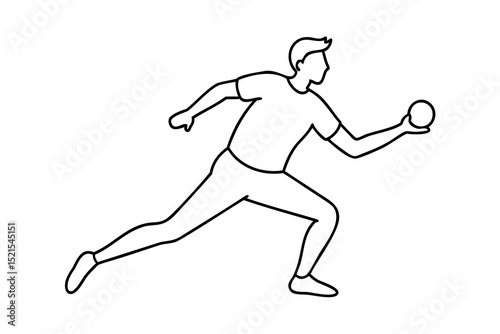 Line drawing of a man throwing a ball athletic sport