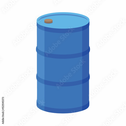 Barrel of blue color isolated on white background, oil drum