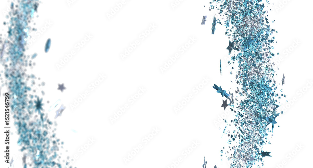 Obraz premium Beautiful festive background with blue and silver glitter stars. Perfect for holidays or celebrations.