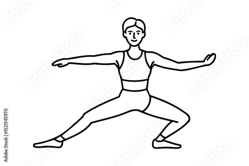 Woman in athletic wear performing a wide leg stance line drawing