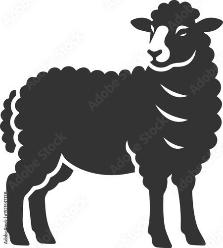 Black drawing silhouette of a sheep vector illustration