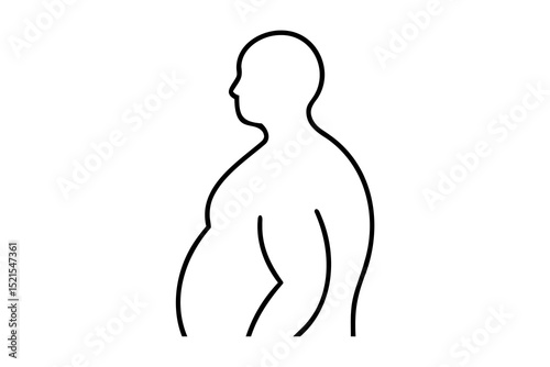 Line drawing of an overweight person side profile