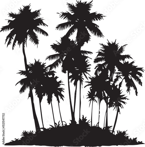 Tropical Palm Tree Group Silhouette
