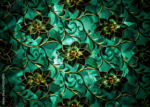  Emerald & Gold Mystique: Glimmering Lotus & Geometric Art Collection 