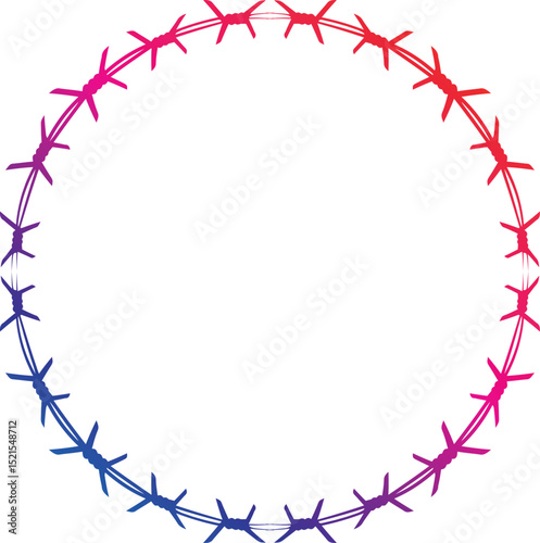 Razor wire silhouettes. Barbed wire metallic border elements, sharply barb wire fencing vector symbols set. 