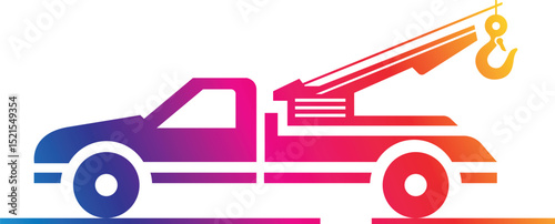 Towing Truck Icon Flat Graphic Design