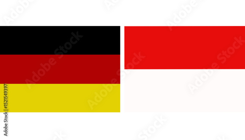 Free Download Germany Official flag with Indonesia national flag, both countries flags in Horizontal shape and isolated on white background
Rectangular colorful design Flag with together. - GFXLoad