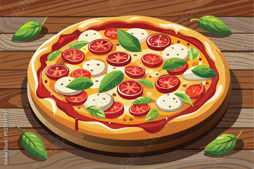 Delicious Homemade Pizza with Tomatoes, Mozzarella, and Basil