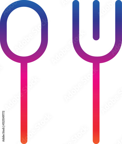 Black silhouette of crossed spoon and fork icon on white background representing food, dining, or restaurant concept