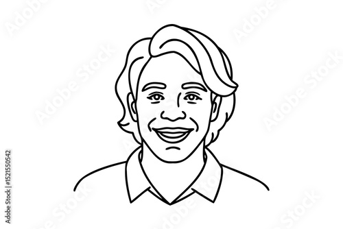 Happy smiling man line drawing portrait illustration
