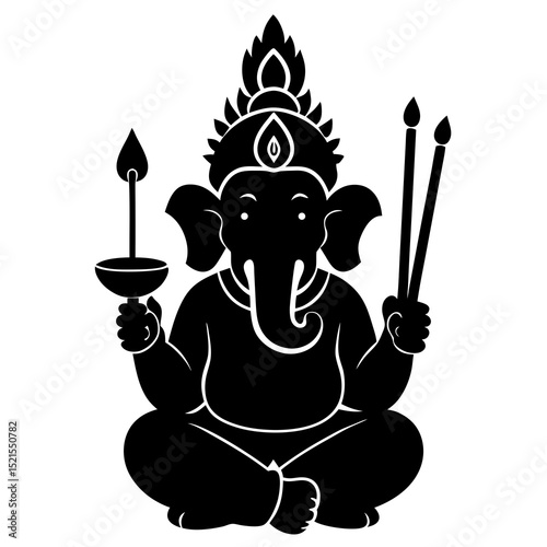 lord-ganesha-idol-with-incense-sticks-and-modaks-