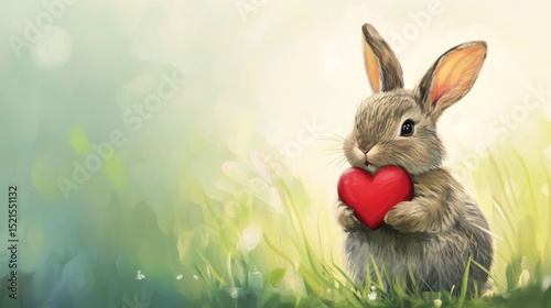 Cute bunny illustration with heart.