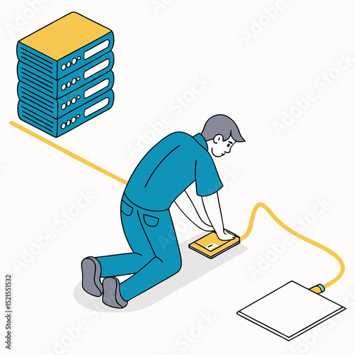 Server Maintenance Network Technician Repairing Equipment