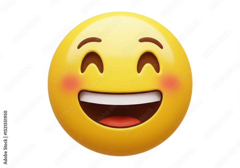 Fototapeta premium Smiling face with smiling eyes and big smile emoji