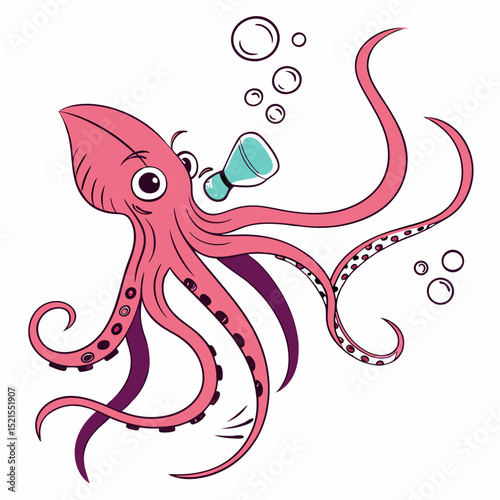 Fun Octopus Scuba Diving Cartoon