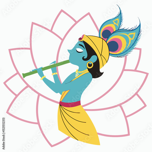 Krishna Flute Player Lotus Art