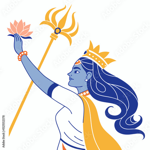 Hindu Goddess Vector Illustration - Shakti