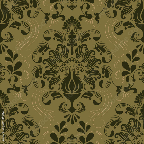 Damask modern seamless pattern element. Vintage classical old fashioned damask ornament, seamless texture for wallpapers, textile.