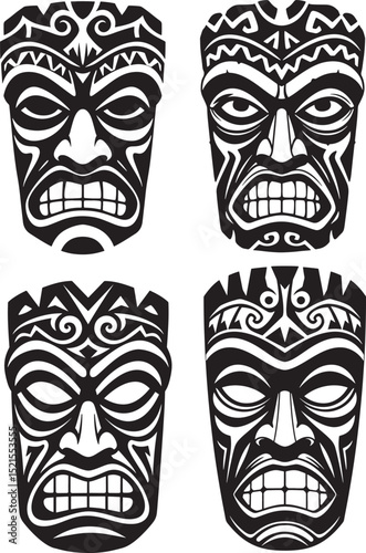 Tribal Tiki Mask icon vector illustration