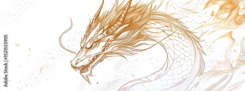 Modern eps 10 chinese new year dragon line art style