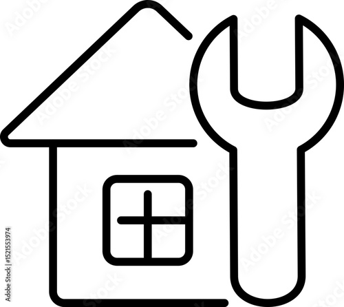Home repair icon - Editable Stroke SVG, fully scalable.