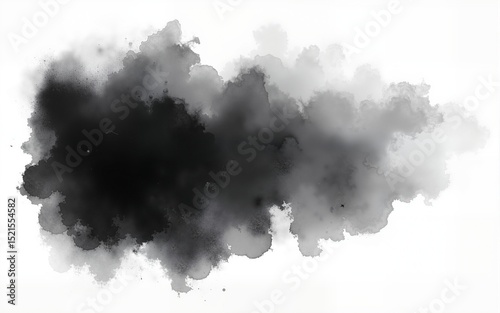 Abstract ink background, grunge art. Black paint stroke texture on white paper in marble style. Wallpaper for web design and games. Hand drawn watercolor isolated illustration. Not AI generation