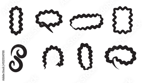 Hand drawn wavy silhouette shapes collection for design and decoration isolated on white background