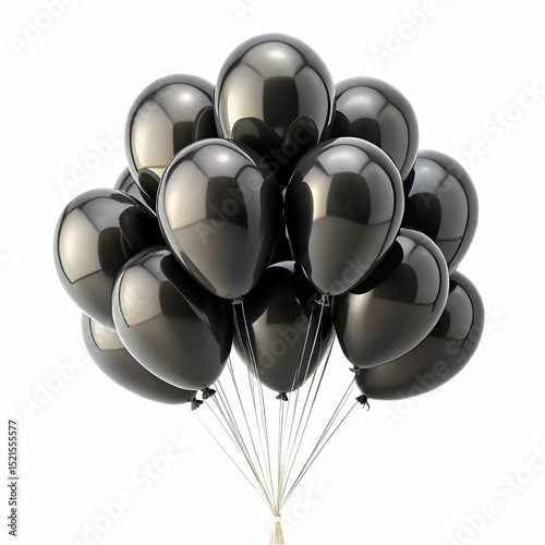 A cluster of shiny black balloons perfect for birthday celebrations and festive events photo