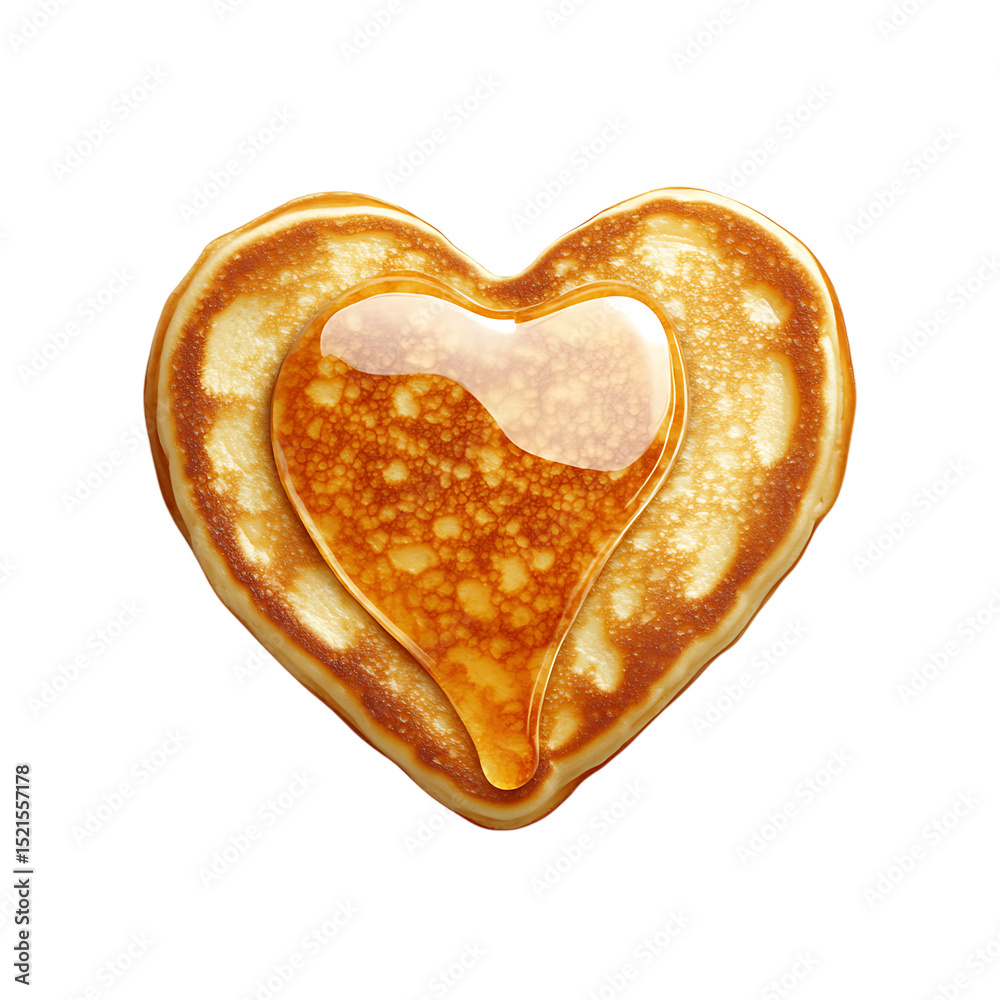 Fototapeta premium Realistic heart-shaped pancake