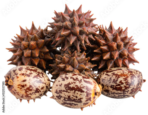 Ricinus Communis (Castor Bean) Seeds, isolated on transparent background