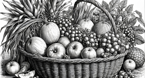 basket with fruits and vegetables