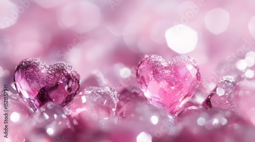 St Valentines background with crystal pink hearts 