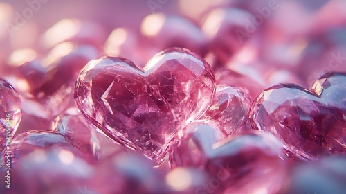 Valentines background with crystal pink hearts 