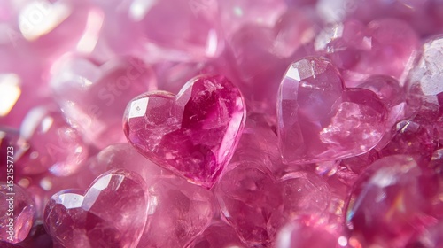 Valentines background with crystal pink hearts 
